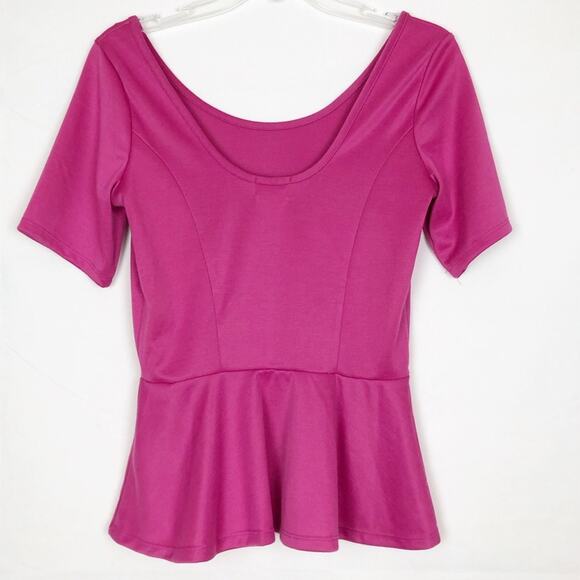 Eyelash Couture Peplum Pink Blouse Juniors Size Medium - Picture 2 of 3